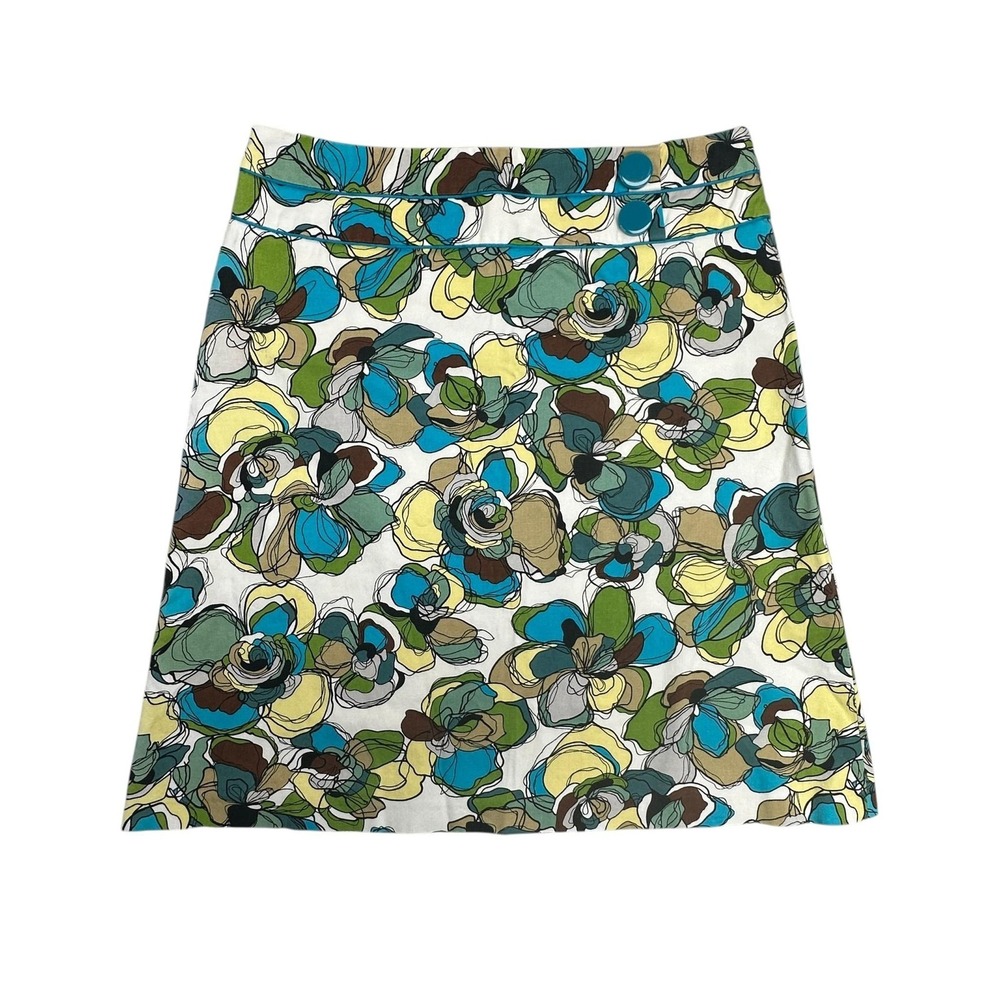 Zara Basic Skirt Womens Large Multicolor Floral A Line‎ Knee Length Stretch